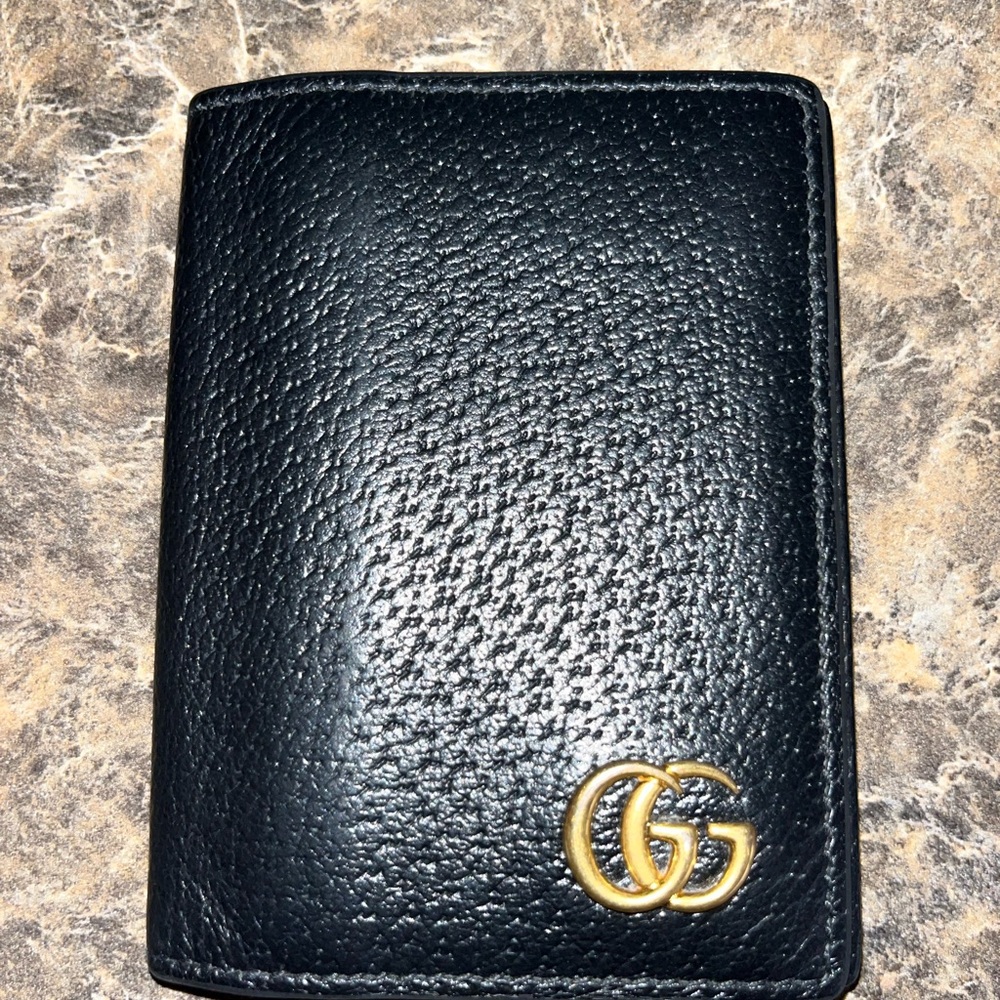 Mens Authentic Gucci GG Marmont Black Leather Card Case Wallet 428727